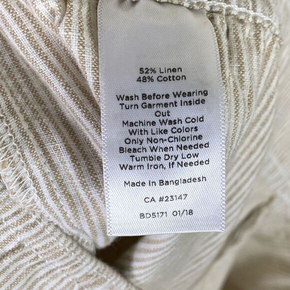 Talbots Tan & White Striped Linen Blend Cropped Ankle Cargo Pants Size 12 - Picture 5 of 5